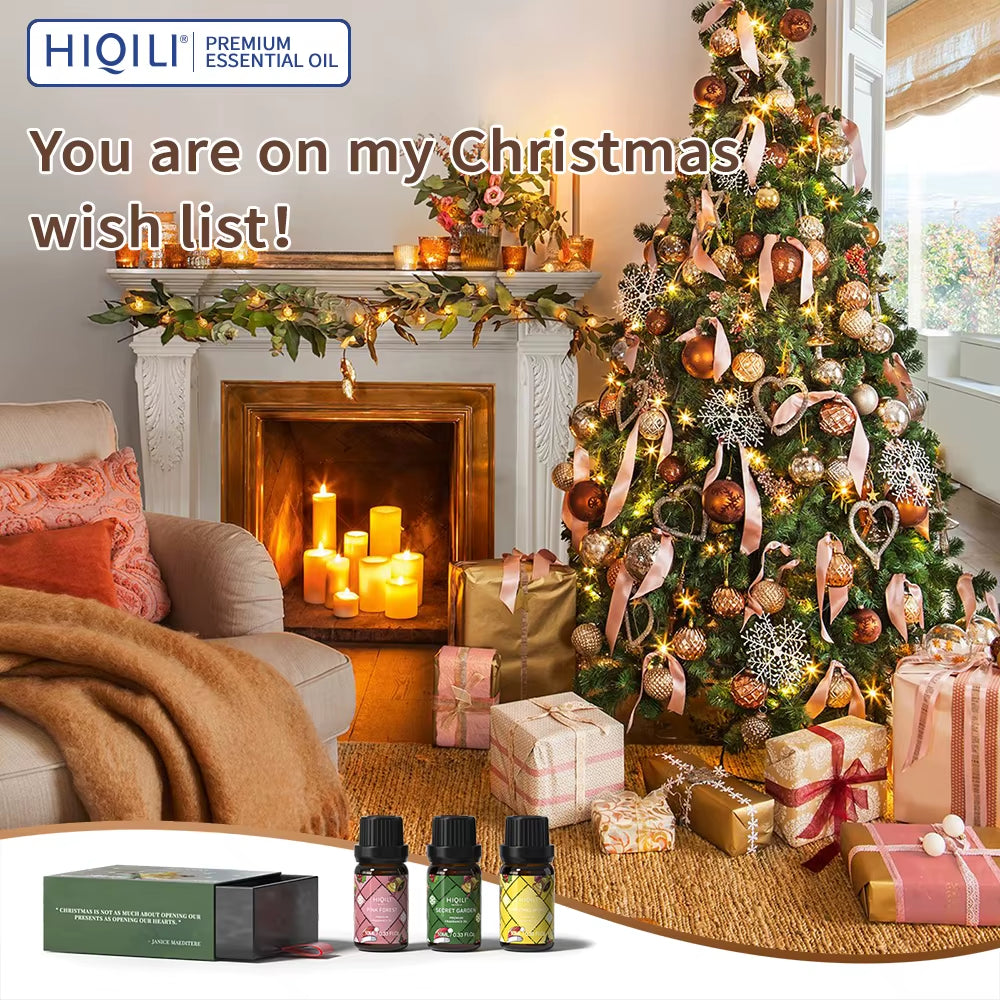 3PCS Christmas Fragrance Oils Gift Set Essential Oil Suitable for Humidifier Aromatherapy Diffuser Massage Soap Making
