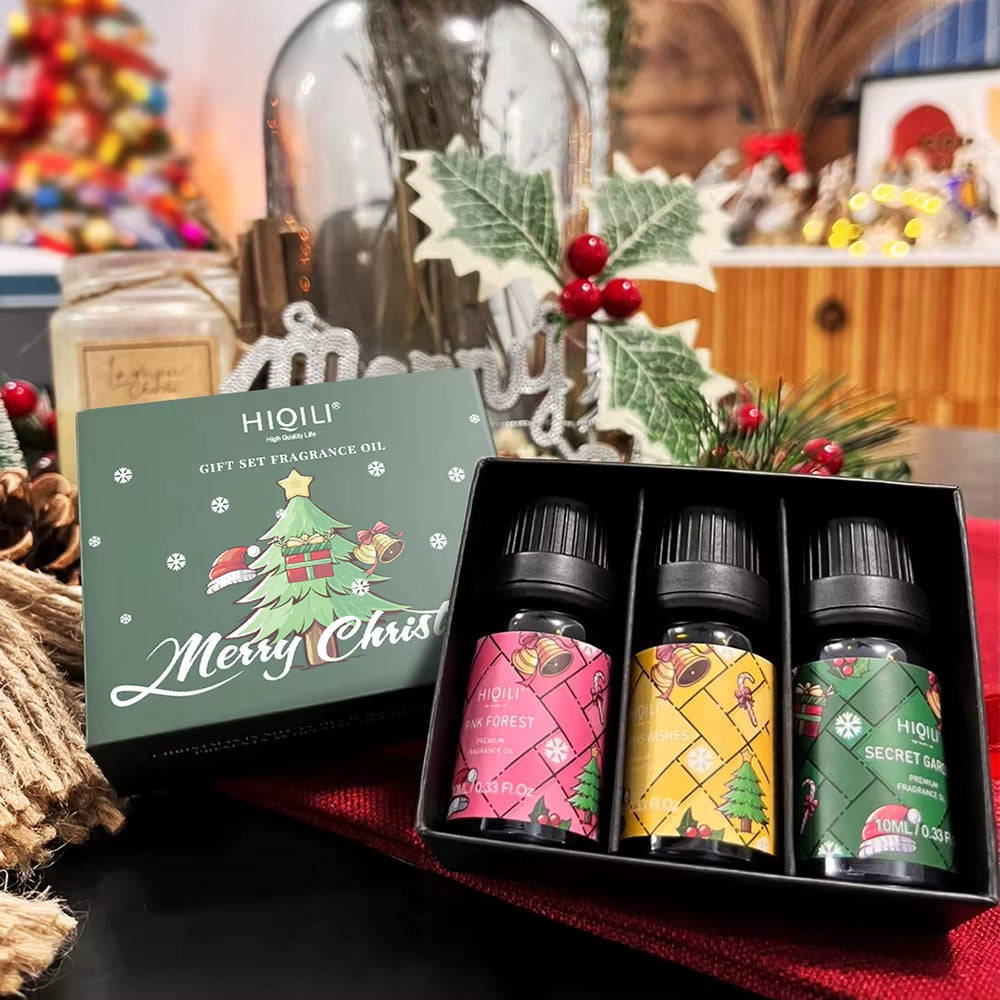 3PCS Christmas Fragrance Oils Gift Set Essential Oil Suitable for Humidifier Aromatherapy Diffuser Massage Soap Making