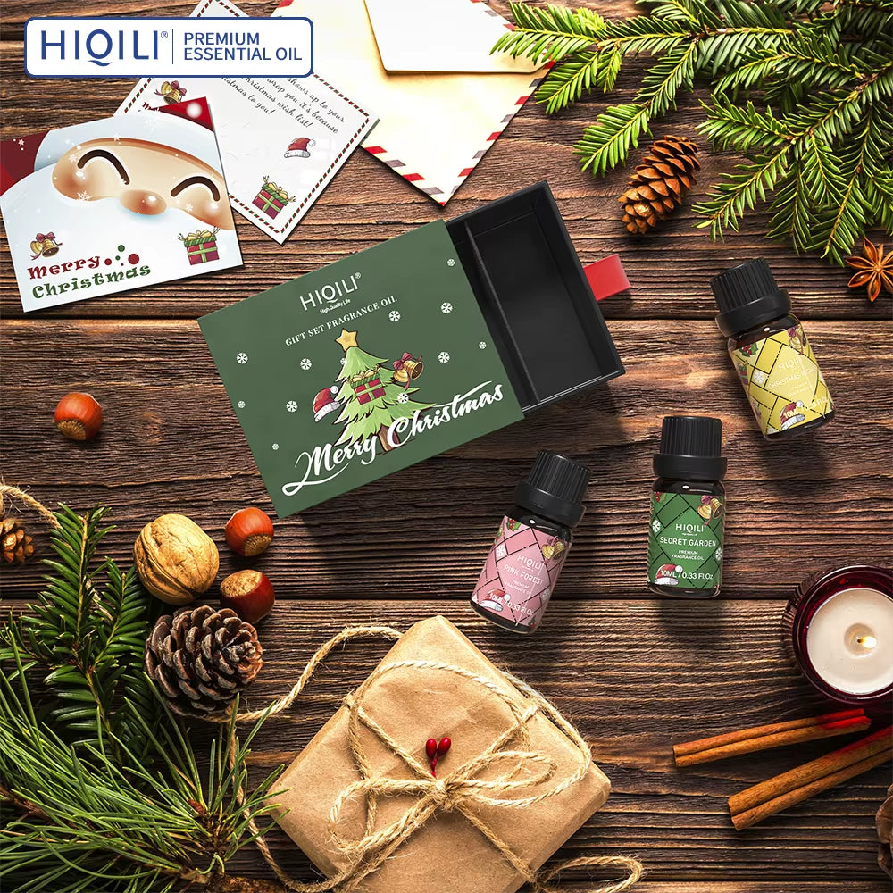 3PCS Christmas Fragrance Oils Gift Set Essential Oil Suitable for Humidifier Aromatherapy Diffuser Massage Soap Making